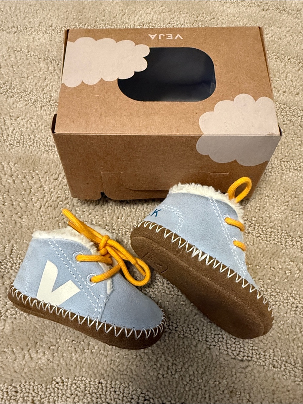 Veja x Milk Baby Light Blue Winter Suede Lace Up Soft shoes - Picture 3 of 8